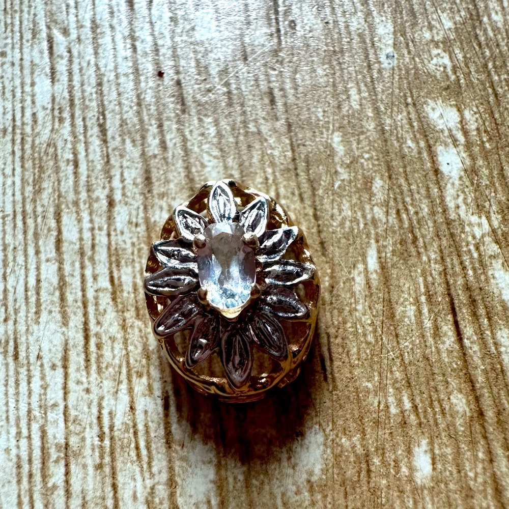 PRICE FIRM 10kt Gold White Topaz Flower Charm
